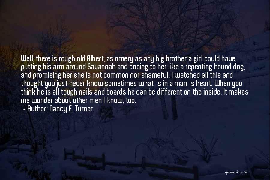 Nancy E. Turner Quotes: Well, There Is Rough Old Albert, As Ornery As Any Big Brother A Girl Could Have, Putting His Arm Around