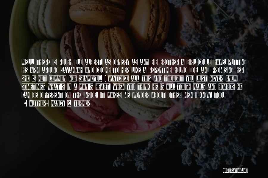 Nancy E. Turner Quotes: Well, There Is Rough Old Albert, As Ornery As Any Big Brother A Girl Could Have, Putting His Arm Around