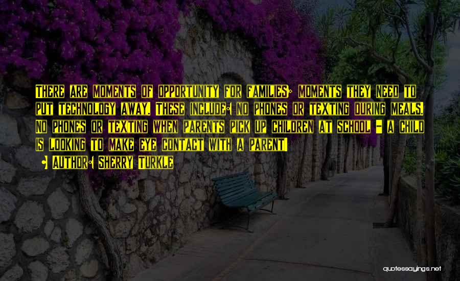 Sherry Turkle Quotes: There Are Moments Of Opportunity For Families; Moments They Need To Put Technology Away. These Include: No Phones Or Texting