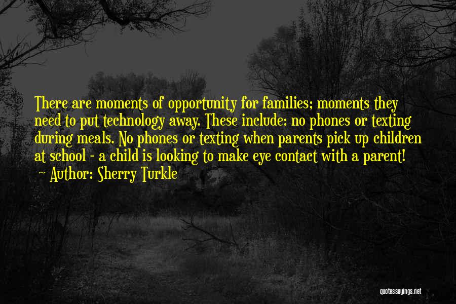 Sherry Turkle Quotes: There Are Moments Of Opportunity For Families; Moments They Need To Put Technology Away. These Include: No Phones Or Texting
