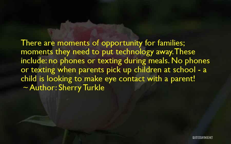 Sherry Turkle Quotes: There Are Moments Of Opportunity For Families; Moments They Need To Put Technology Away. These Include: No Phones Or Texting