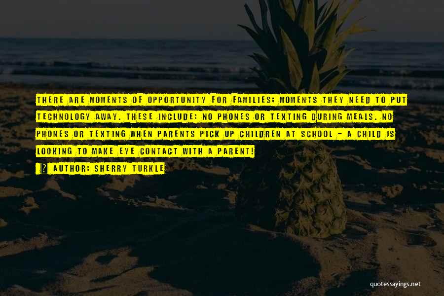 Sherry Turkle Quotes: There Are Moments Of Opportunity For Families; Moments They Need To Put Technology Away. These Include: No Phones Or Texting