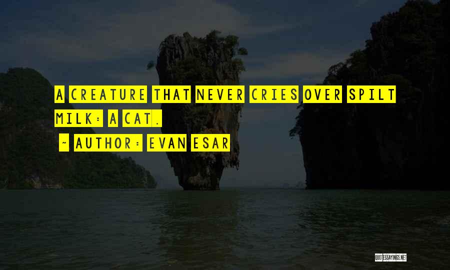 Evan Esar Quotes: A Creature That Never Cries Over Spilt Milk: A Cat.