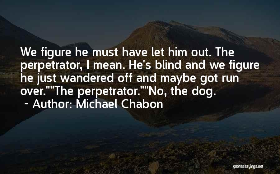 Michael Chabon Quotes: We Figure He Must Have Let Him Out. The Perpetrator, I Mean. He's Blind And We Figure He Just Wandered