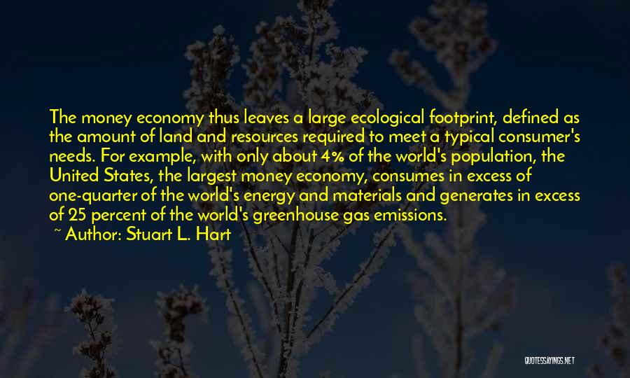Stuart L. Hart Quotes: The Money Economy Thus Leaves A Large Ecological Footprint, Defined As The Amount Of Land And Resources Required To Meet