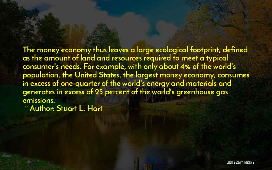 Stuart L. Hart Quotes: The Money Economy Thus Leaves A Large Ecological Footprint, Defined As The Amount Of Land And Resources Required To Meet