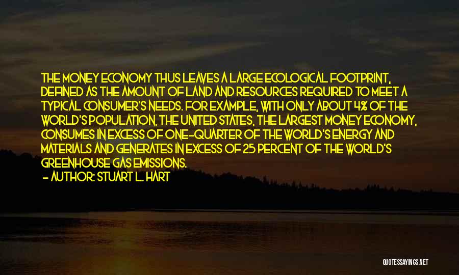 Stuart L. Hart Quotes: The Money Economy Thus Leaves A Large Ecological Footprint, Defined As The Amount Of Land And Resources Required To Meet