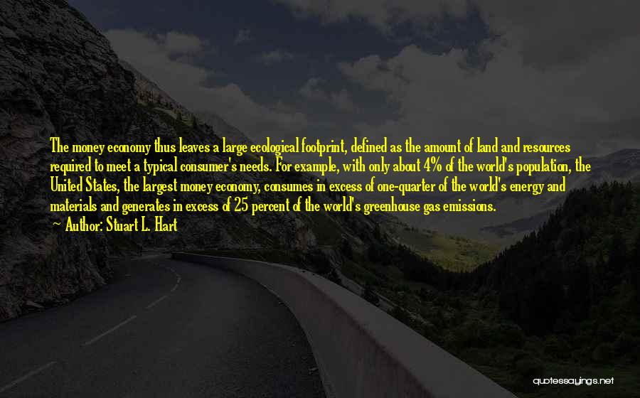 Stuart L. Hart Quotes: The Money Economy Thus Leaves A Large Ecological Footprint, Defined As The Amount Of Land And Resources Required To Meet