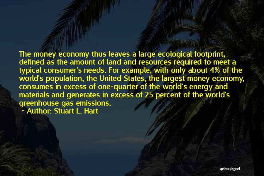 Stuart L. Hart Quotes: The Money Economy Thus Leaves A Large Ecological Footprint, Defined As The Amount Of Land And Resources Required To Meet