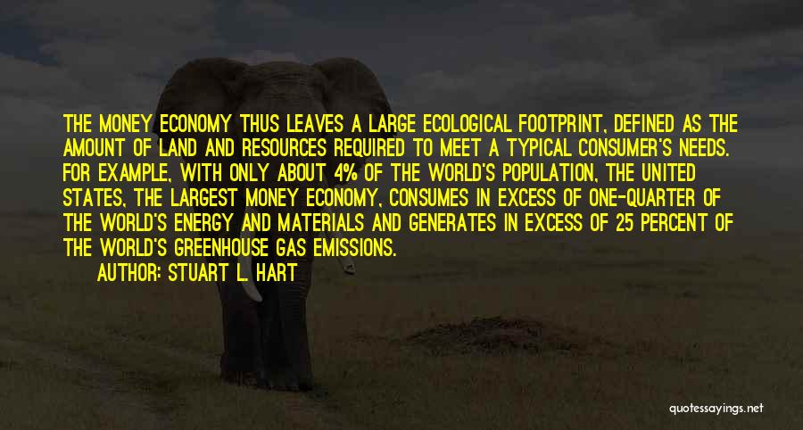 Stuart L. Hart Quotes: The Money Economy Thus Leaves A Large Ecological Footprint, Defined As The Amount Of Land And Resources Required To Meet