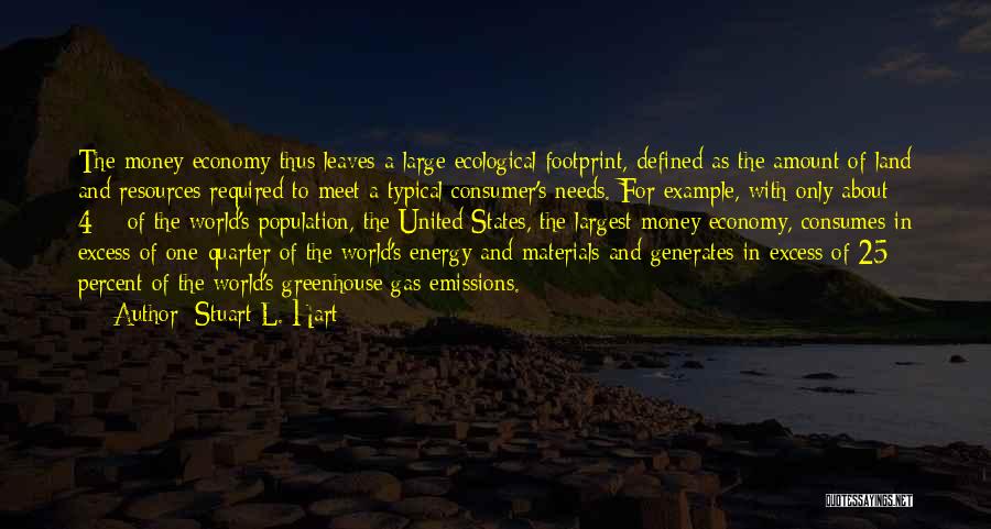 Stuart L. Hart Quotes: The Money Economy Thus Leaves A Large Ecological Footprint, Defined As The Amount Of Land And Resources Required To Meet