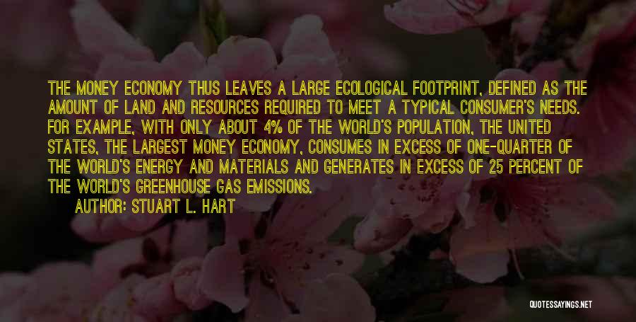 Stuart L. Hart Quotes: The Money Economy Thus Leaves A Large Ecological Footprint, Defined As The Amount Of Land And Resources Required To Meet