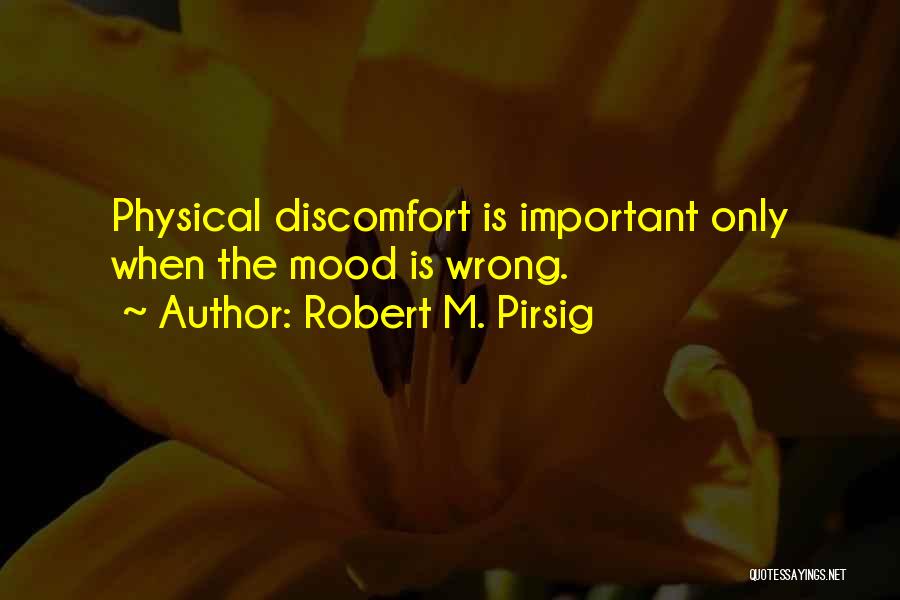 Robert M. Pirsig Quotes: Physical Discomfort Is Important Only When The Mood Is Wrong.