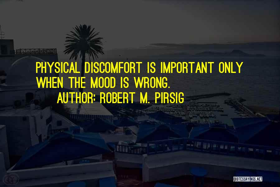 Robert M. Pirsig Quotes: Physical Discomfort Is Important Only When The Mood Is Wrong.