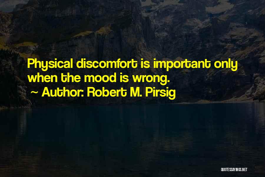 Robert M. Pirsig Quotes: Physical Discomfort Is Important Only When The Mood Is Wrong.
