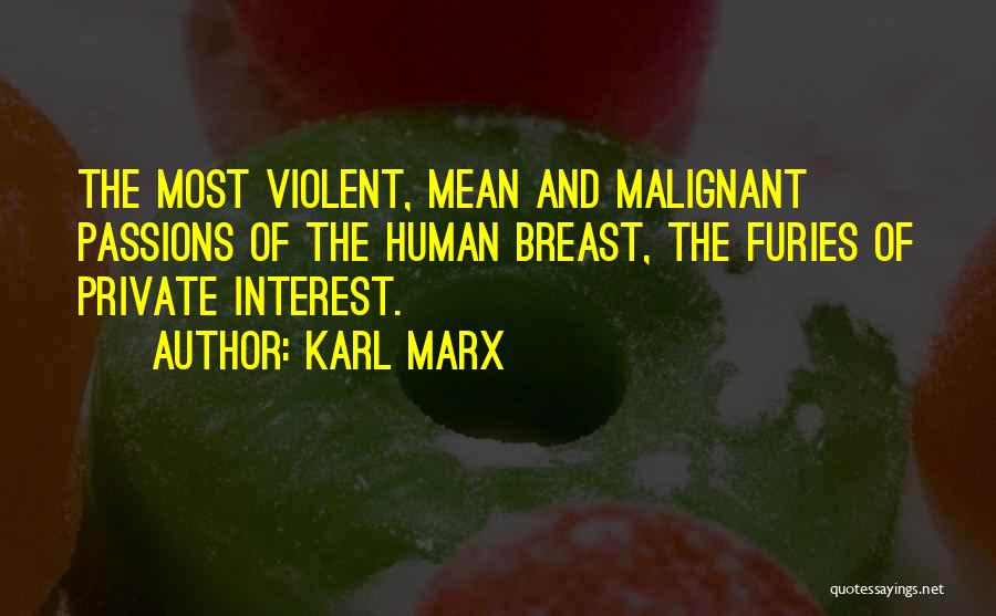 Karl Marx Quotes: The Most Violent, Mean And Malignant Passions Of The Human Breast, The Furies Of Private Interest.