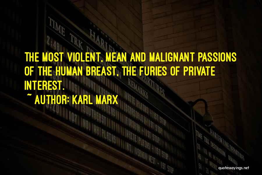 Karl Marx Quotes: The Most Violent, Mean And Malignant Passions Of The Human Breast, The Furies Of Private Interest.