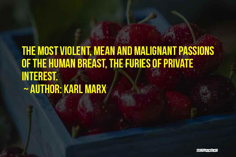 Karl Marx Quotes: The Most Violent, Mean And Malignant Passions Of The Human Breast, The Furies Of Private Interest.