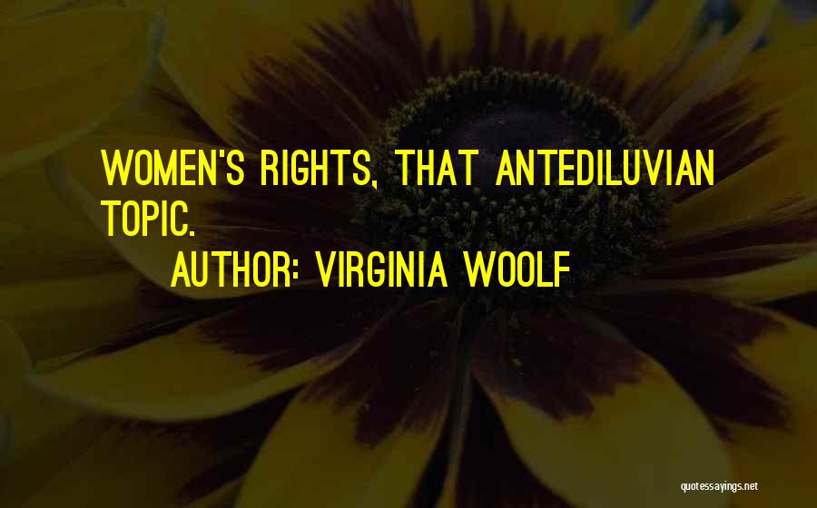 Virginia Woolf Quotes: Women's Rights, That Antediluvian Topic.