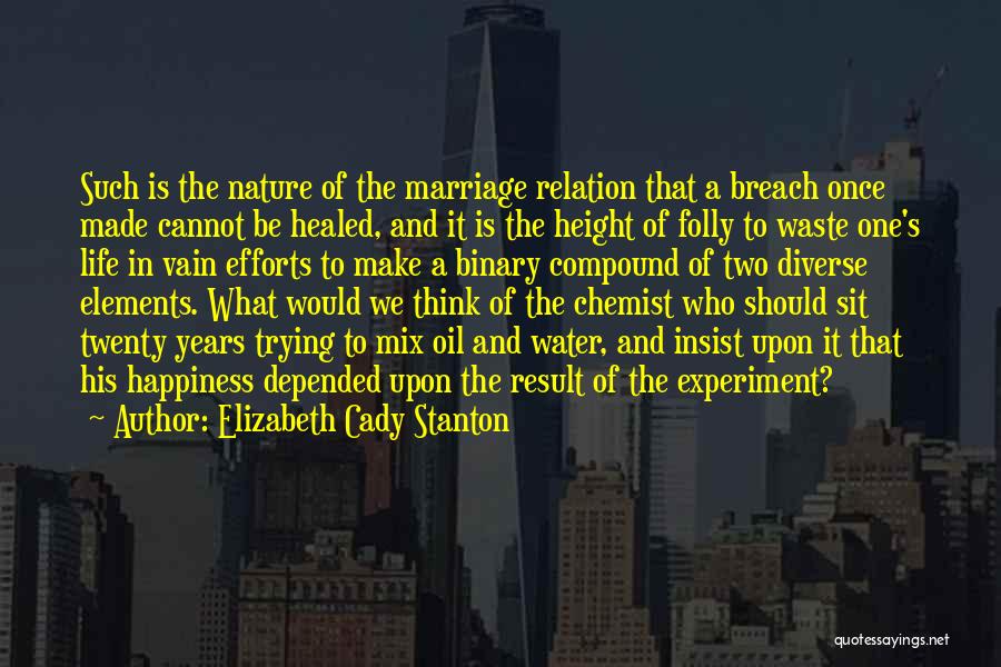 Elizabeth Cady Stanton Quotes: Such Is The Nature Of The Marriage Relation That A Breach Once Made Cannot Be Healed, And It Is The