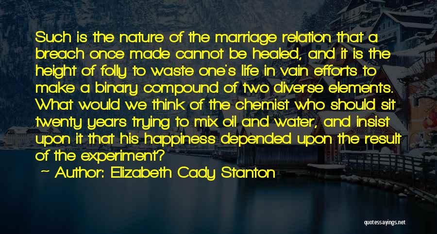 Elizabeth Cady Stanton Quotes: Such Is The Nature Of The Marriage Relation That A Breach Once Made Cannot Be Healed, And It Is The