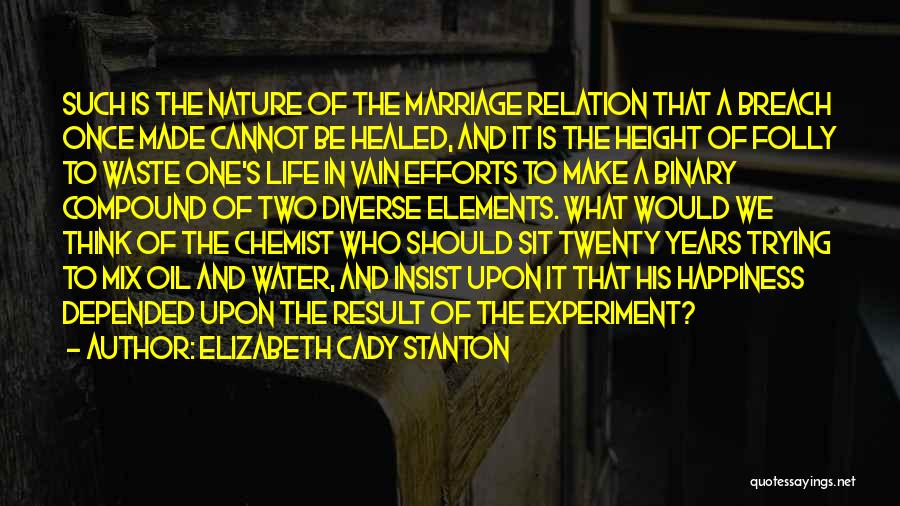 Elizabeth Cady Stanton Quotes: Such Is The Nature Of The Marriage Relation That A Breach Once Made Cannot Be Healed, And It Is The