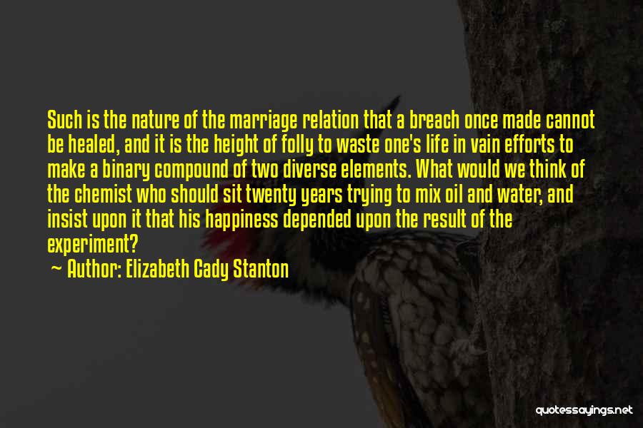 Elizabeth Cady Stanton Quotes: Such Is The Nature Of The Marriage Relation That A Breach Once Made Cannot Be Healed, And It Is The