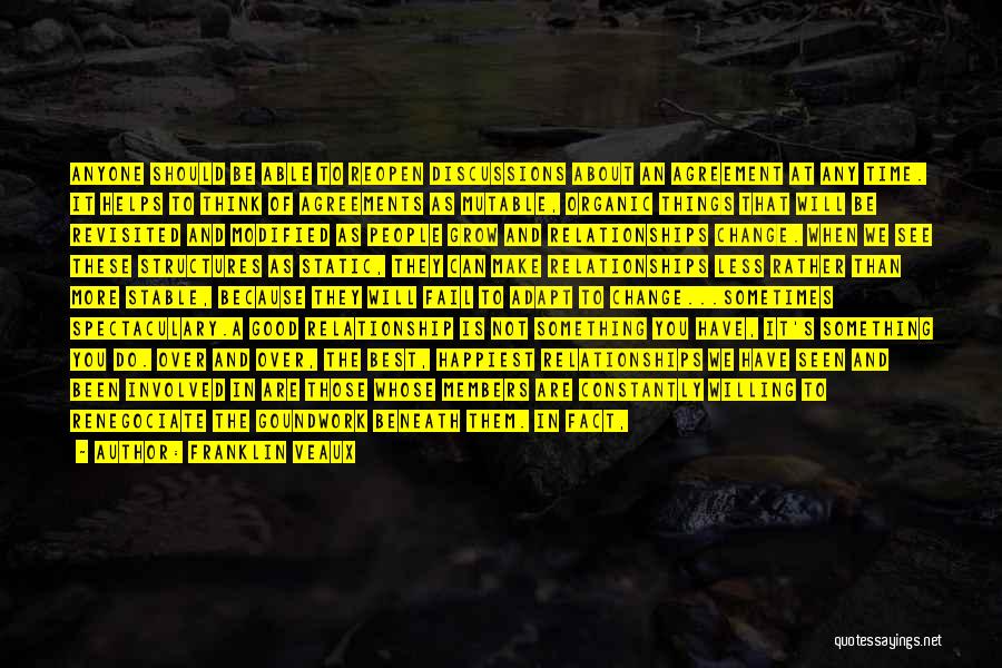 Franklin Veaux Quotes: Anyone Should Be Able To Reopen Discussions About An Agreement At Any Time. It Helps To Think Of Agreements As
