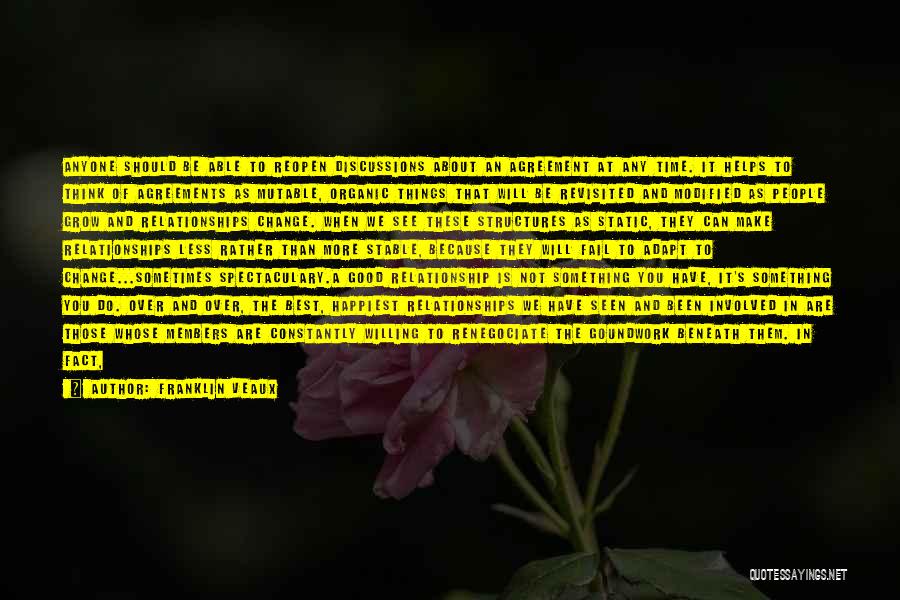 Franklin Veaux Quotes: Anyone Should Be Able To Reopen Discussions About An Agreement At Any Time. It Helps To Think Of Agreements As