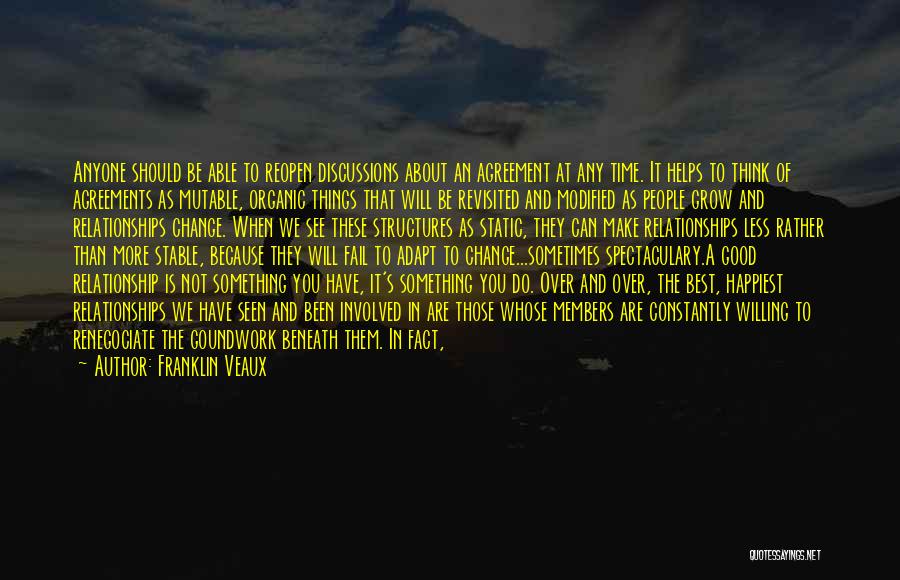 Franklin Veaux Quotes: Anyone Should Be Able To Reopen Discussions About An Agreement At Any Time. It Helps To Think Of Agreements As