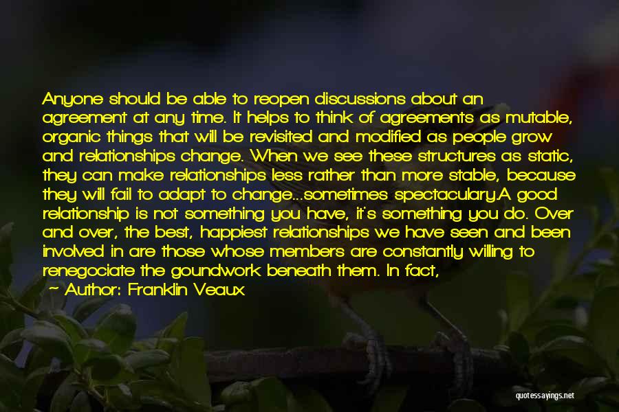 Franklin Veaux Quotes: Anyone Should Be Able To Reopen Discussions About An Agreement At Any Time. It Helps To Think Of Agreements As