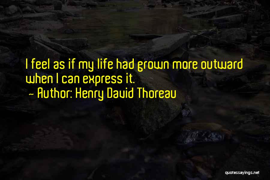 Henry David Thoreau Quotes: I Feel As If My Life Had Grown More Outward When I Can Express It.
