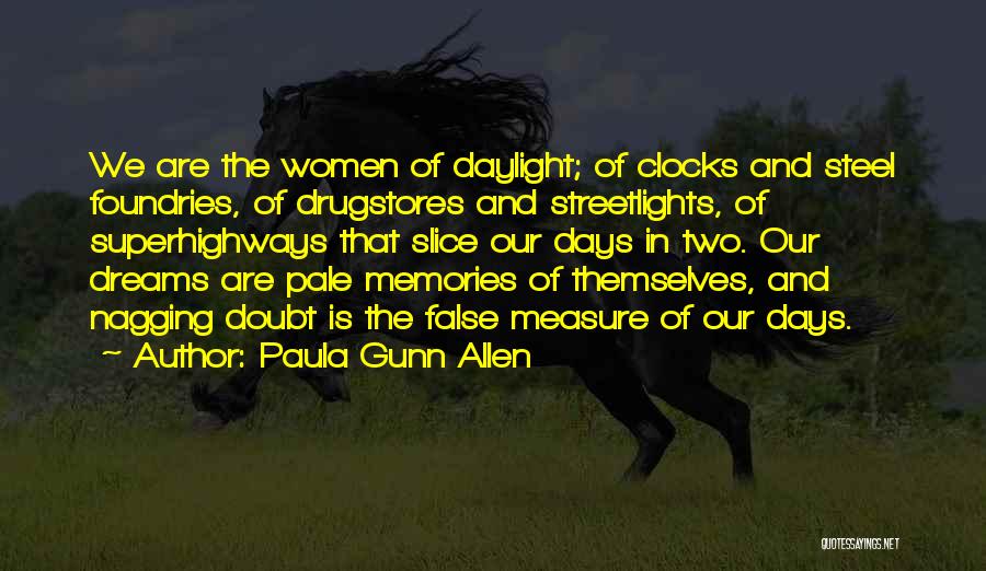 Paula Gunn Allen Quotes: We Are The Women Of Daylight; Of Clocks And Steel Foundries, Of Drugstores And Streetlights, Of Superhighways That Slice Our