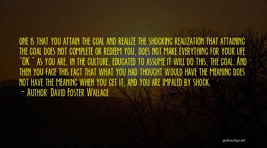 David Foster Wallace Quotes: One Is That You Attain The Goal And Realize The Shocking Realization That Attaining The Goal Does Not Complete Or