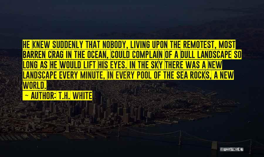 T.H. White Quotes: He Knew Suddenly That Nobody, Living Upon The Remotest, Most Barren Crag In The Ocean, Could Complain Of A Dull