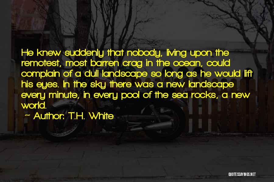 T.H. White Quotes: He Knew Suddenly That Nobody, Living Upon The Remotest, Most Barren Crag In The Ocean, Could Complain Of A Dull