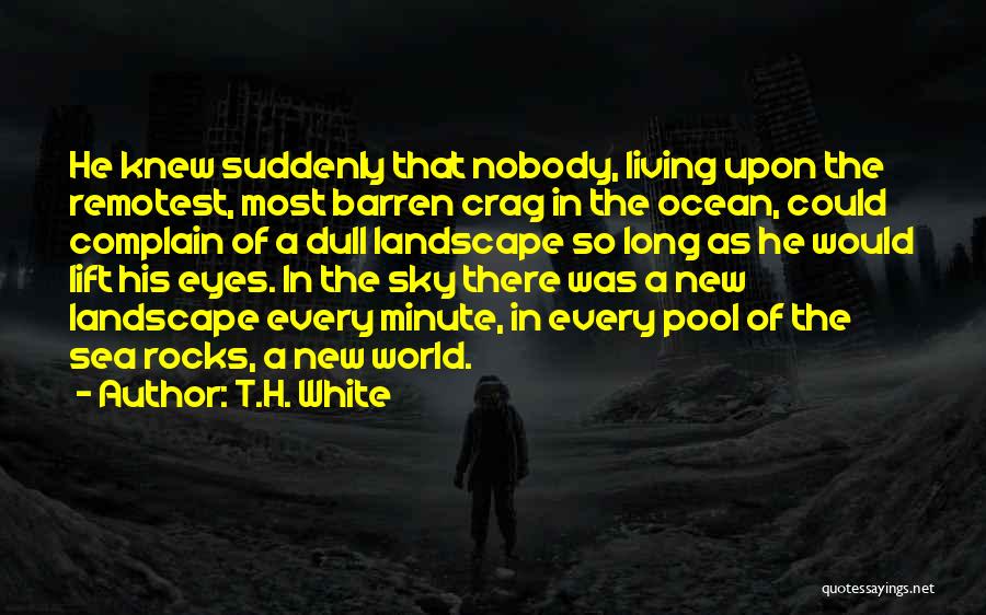 T.H. White Quotes: He Knew Suddenly That Nobody, Living Upon The Remotest, Most Barren Crag In The Ocean, Could Complain Of A Dull