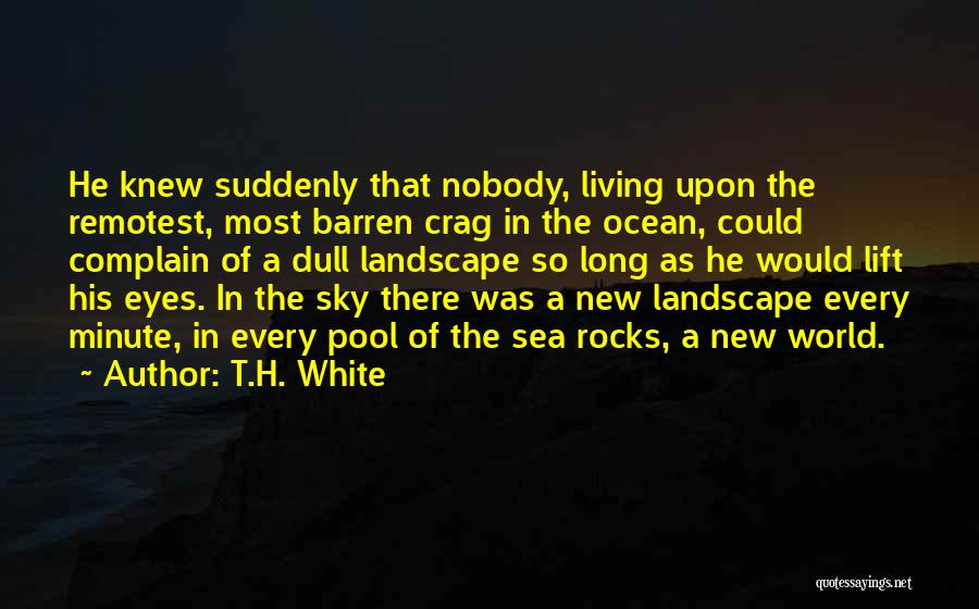 T.H. White Quotes: He Knew Suddenly That Nobody, Living Upon The Remotest, Most Barren Crag In The Ocean, Could Complain Of A Dull