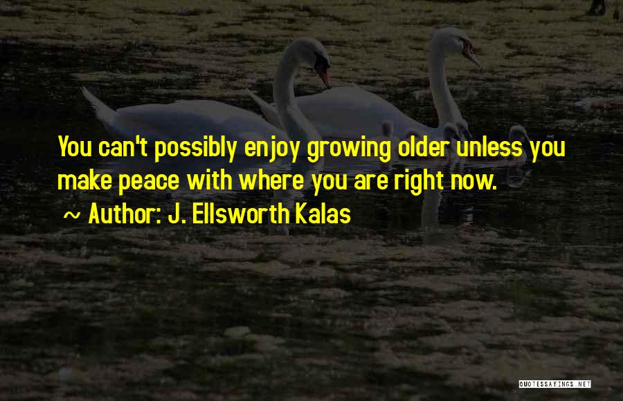 J. Ellsworth Kalas Quotes: You Can't Possibly Enjoy Growing Older Unless You Make Peace With Where You Are Right Now.