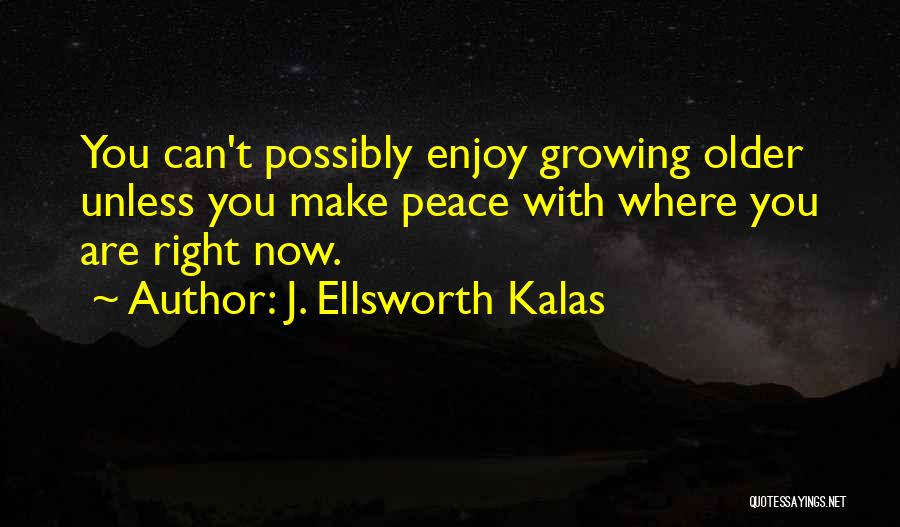 J. Ellsworth Kalas Quotes: You Can't Possibly Enjoy Growing Older Unless You Make Peace With Where You Are Right Now.