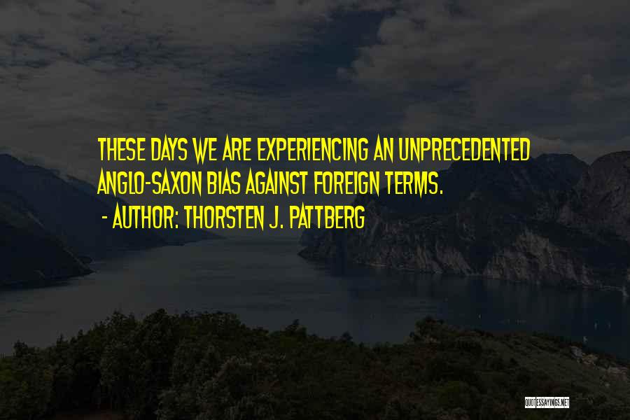 Thorsten J. Pattberg Quotes: These Days We Are Experiencing An Unprecedented Anglo-saxon Bias Against Foreign Terms.