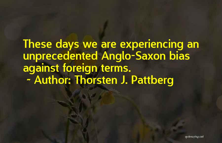 Thorsten J. Pattberg Quotes: These Days We Are Experiencing An Unprecedented Anglo-saxon Bias Against Foreign Terms.