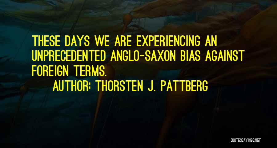 Thorsten J. Pattberg Quotes: These Days We Are Experiencing An Unprecedented Anglo-saxon Bias Against Foreign Terms.