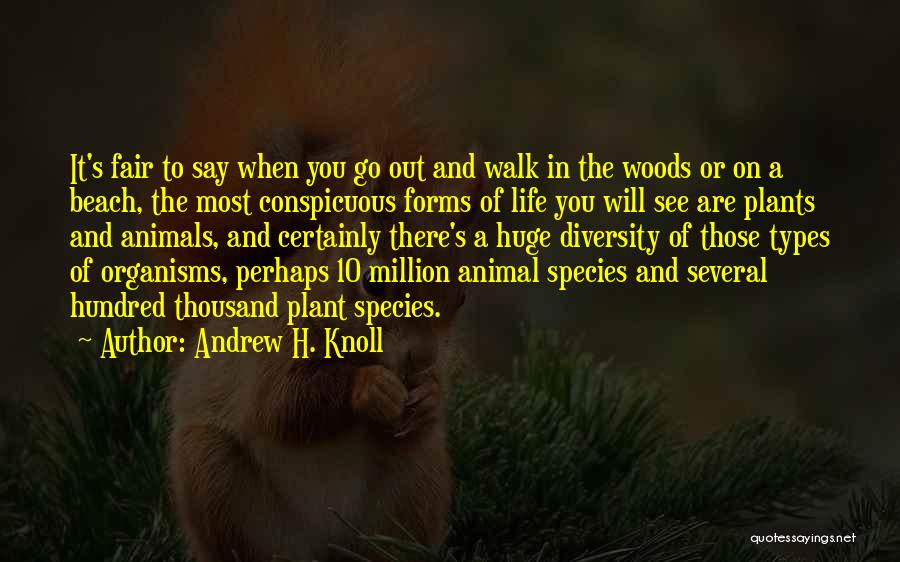 Andrew H. Knoll Quotes: It's Fair To Say When You Go Out And Walk In The Woods Or On A Beach, The Most Conspicuous