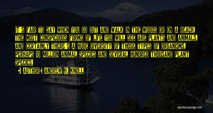 Andrew H. Knoll Quotes: It's Fair To Say When You Go Out And Walk In The Woods Or On A Beach, The Most Conspicuous