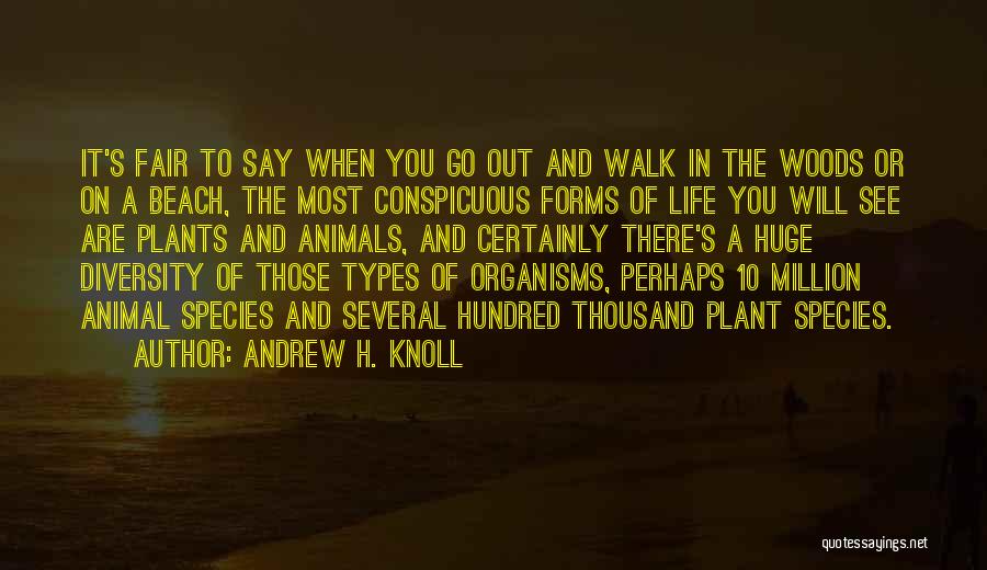 Andrew H. Knoll Quotes: It's Fair To Say When You Go Out And Walk In The Woods Or On A Beach, The Most Conspicuous