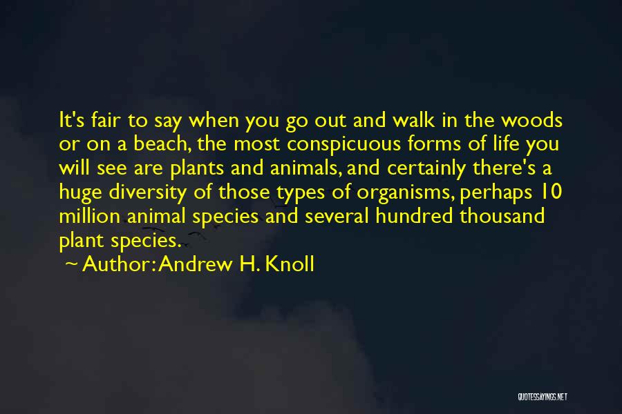 Andrew H. Knoll Quotes: It's Fair To Say When You Go Out And Walk In The Woods Or On A Beach, The Most Conspicuous