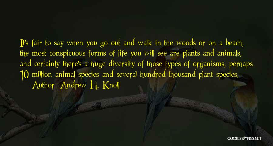 Andrew H. Knoll Quotes: It's Fair To Say When You Go Out And Walk In The Woods Or On A Beach, The Most Conspicuous