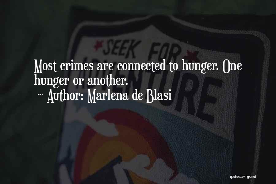 Marlena De Blasi Quotes: Most Crimes Are Connected To Hunger. One Hunger Or Another.