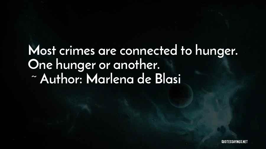 Marlena De Blasi Quotes: Most Crimes Are Connected To Hunger. One Hunger Or Another.